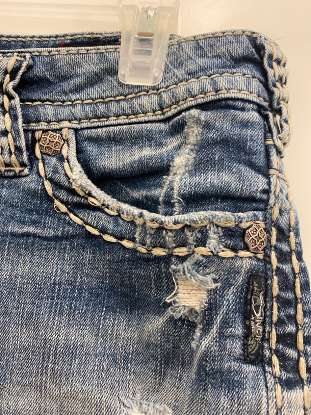Silver Jeans Low Rise Mid Short Distressed Denim Shorts W30 Y2K Aiko Stretchy - Picture 7 of 12